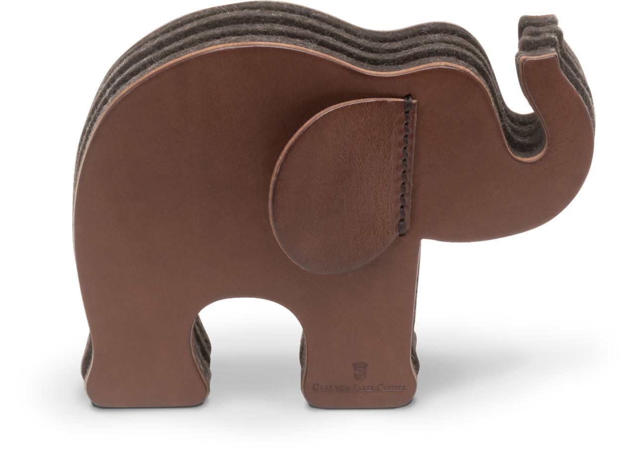 Graf-von-Faber-Castell - Elefante pequeño, piel de becerro, marrón oscuro